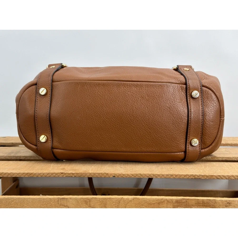 Michael Kors‎ Bedford Brown Pebbled Leather Satchel Bag Gold Hardware Acorn
